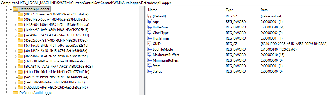 DefenderApiLogger AutoLogger trace session